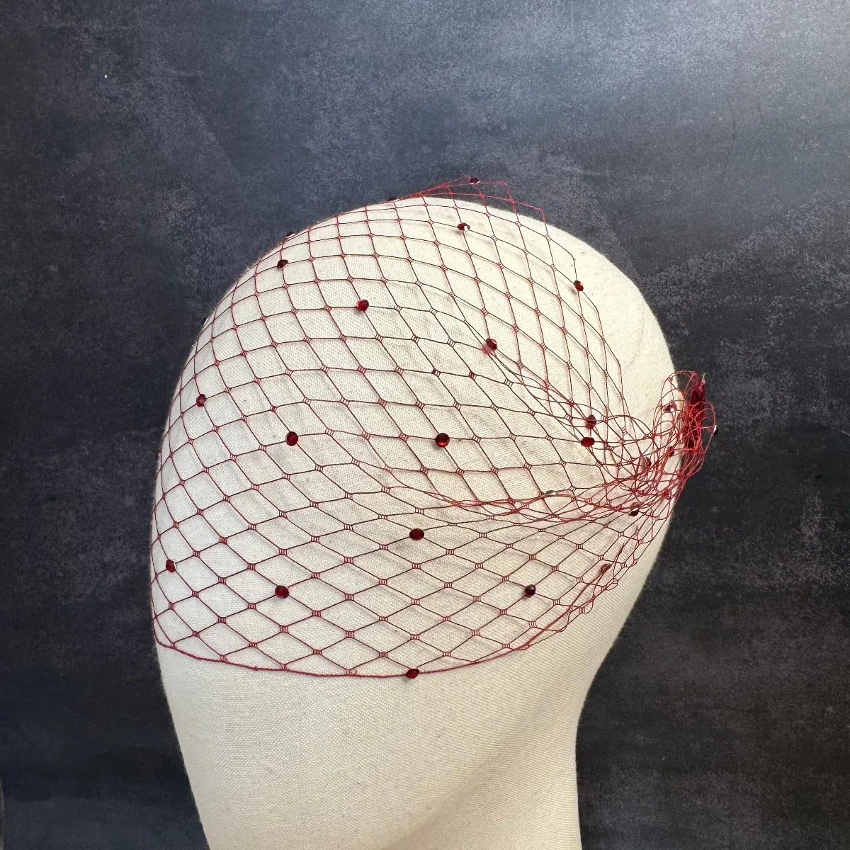 Burgundy Birdcage Veil