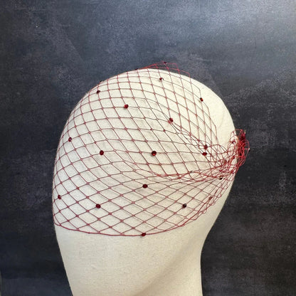 Burgundy Birdcage Veil