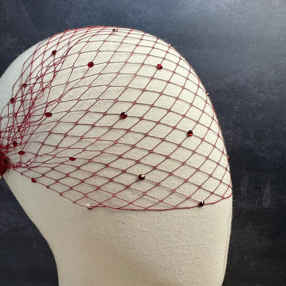 Burgundy Birdcage Veil