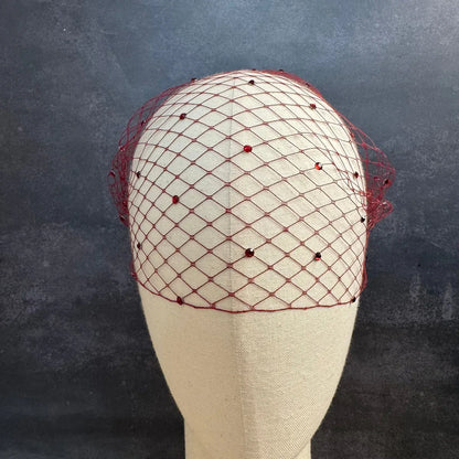 Burgundy Birdcage Veil