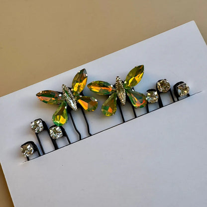 Butterfly & Crystal Accent Hair Pins Set