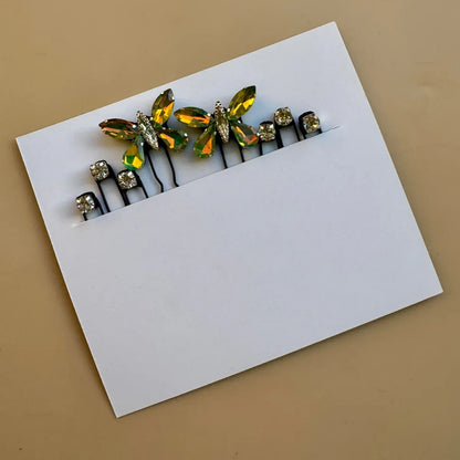 Butterfly & Crystal Accent Hair Pins Set