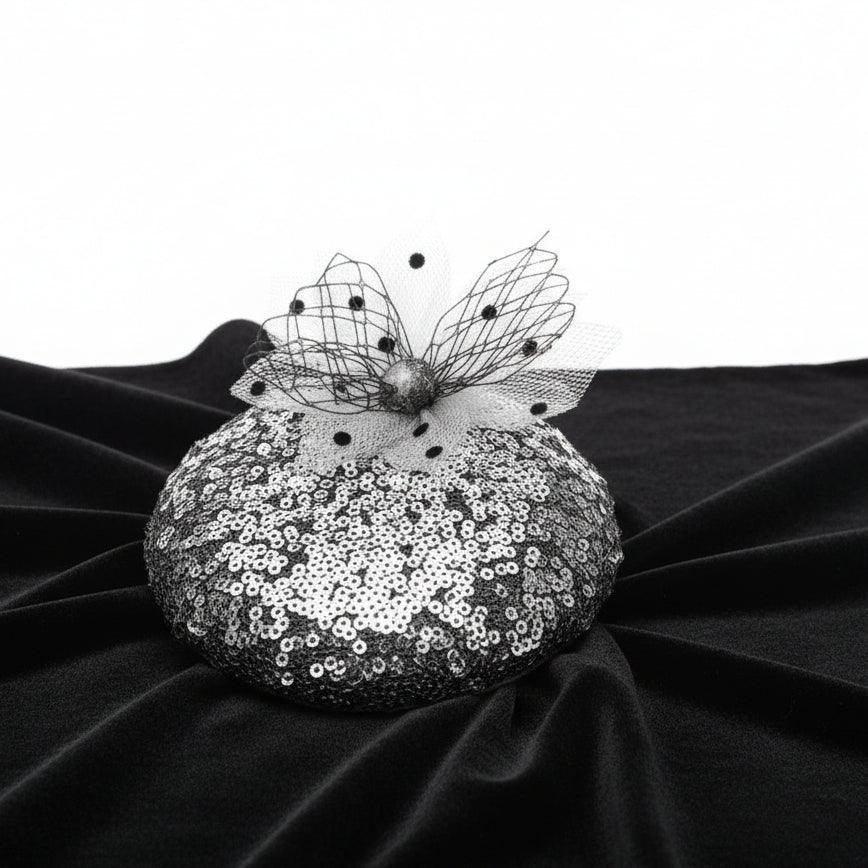 Dreamy Silver Sequin Fascinator Hat