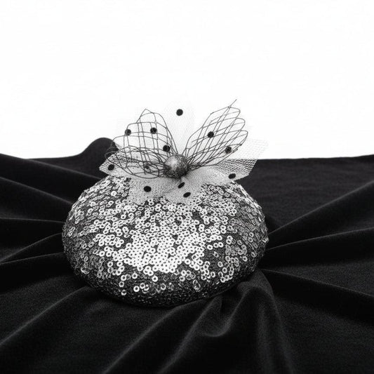 Dreamy Silver Sequin Fascinator Hat