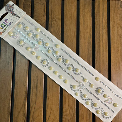 Pearl Butterfly & Stars 3D Hair Sticker Sheet | Self-Adhesive