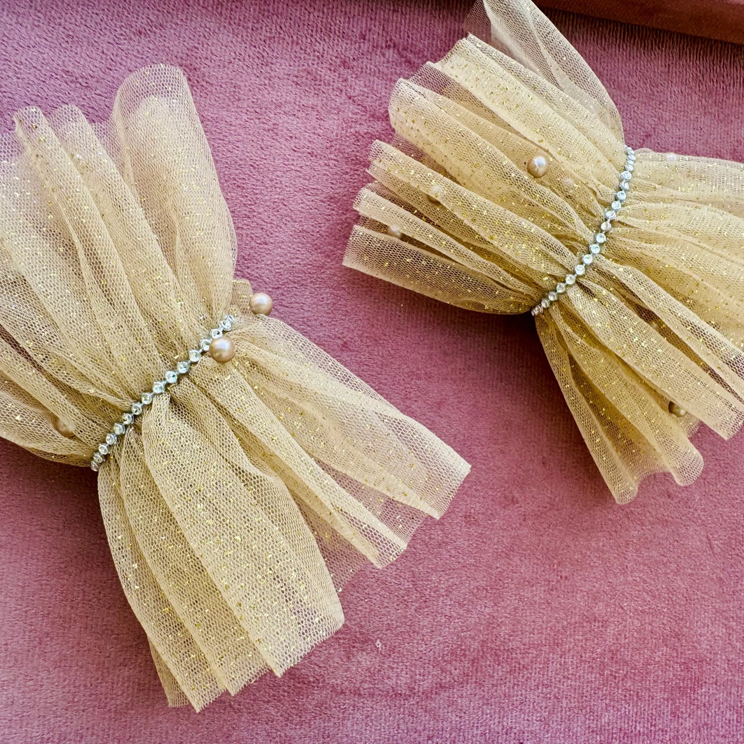 Ruffled Charm Tulle Golden Cuff Gloves