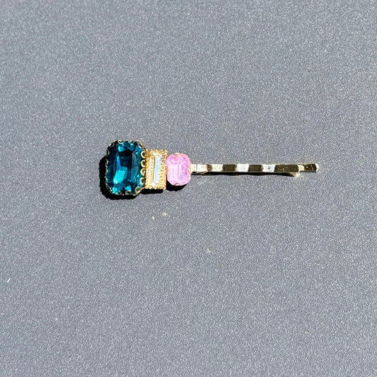 Triple Gem Bobby Hair Pin – Teal & Pink