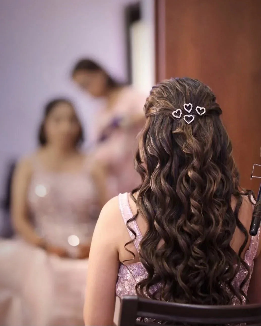 Crystal Heart Bride Hair Pins - Set of 5