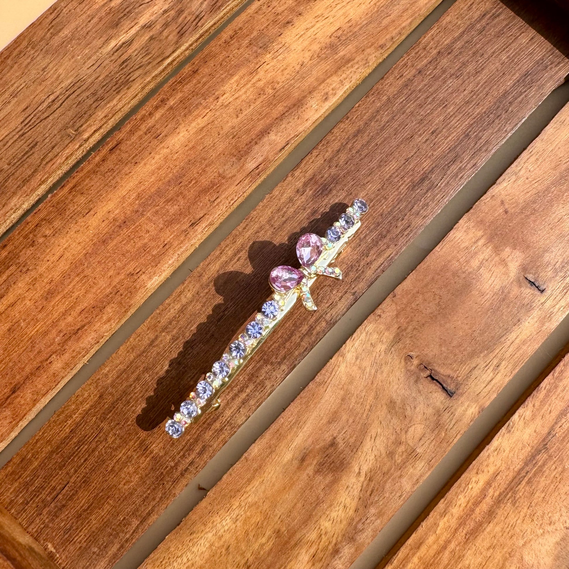 Lavender hues with lilac bow charm hair clip