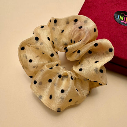 Golden Polka Dot Organza Scrunchie