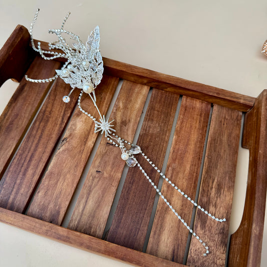 Celestial Pearl & Crystal Leaf Ear Cuff