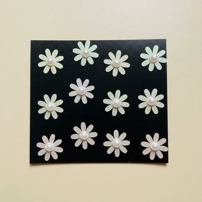 Pink Daisy Pearl Velcro Hair Stickers – Set of 12