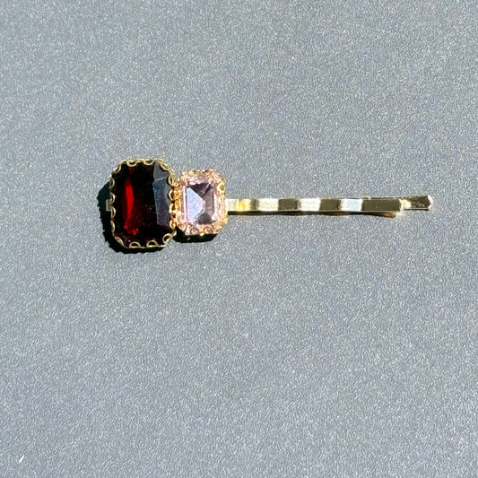 Gem Duo Bobby Hair Pin - Red & Pink