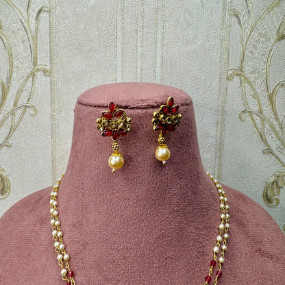 Regal Crescent Kundan Necklace Set with Ivory & Pink Enamel | Festive Jewelry on Sale