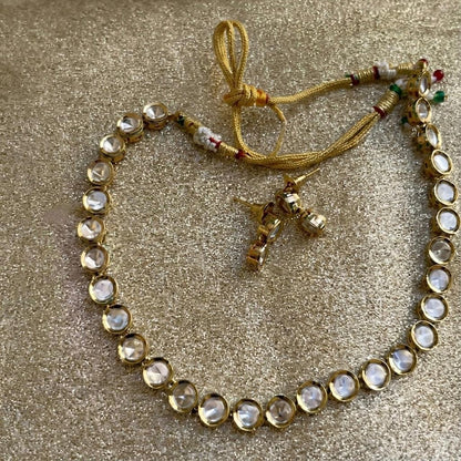 Gold-Plated Kundan Riviera Necklace & Earrings Set- Timeless Elegance