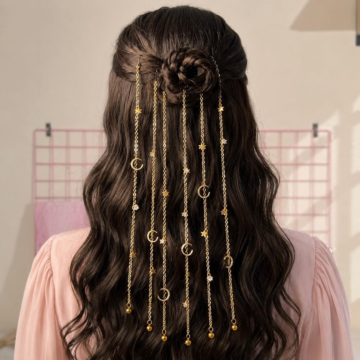 Celestial Moon & Star Hair Chain