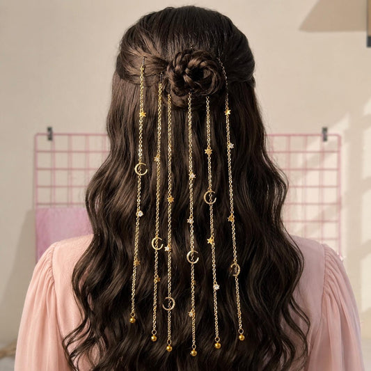 Celestial Moon & Star Hair Chain