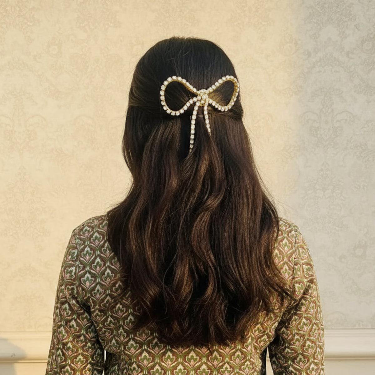 Crystal Bow Statement Hair Clip