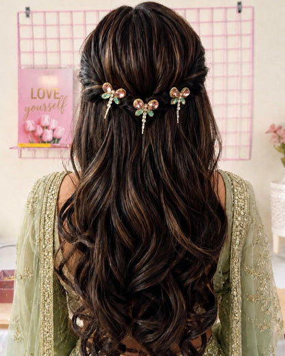 Crystal Dragonfly Statement Hair Pins