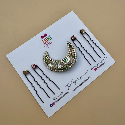 Crystal Moon Hair Pin Set