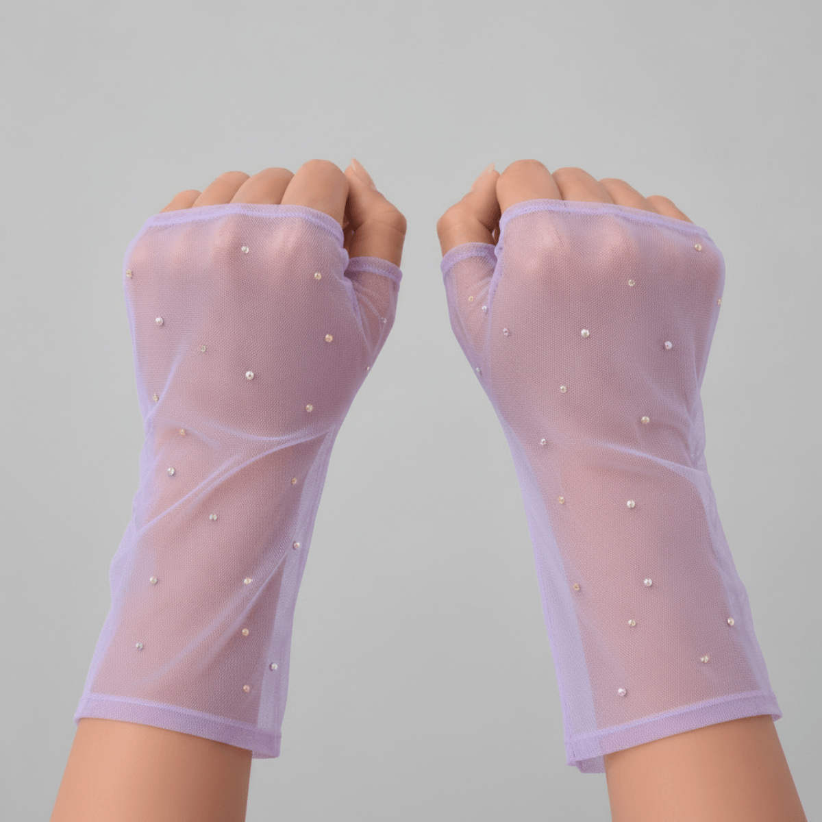 Lavender Crystal Sheer Arm Gloves