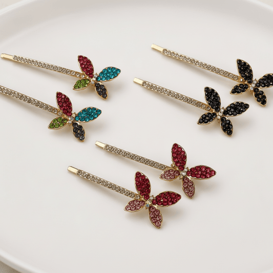 Crystal Sleekline Butterfly Bobby Pins