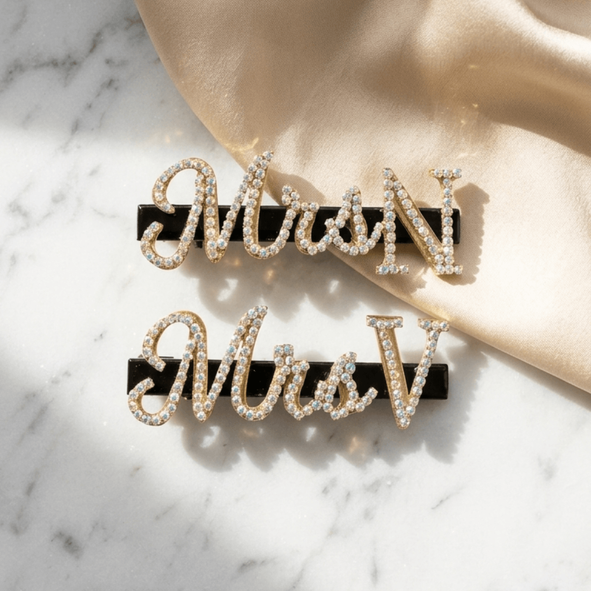 Custom “Mrs” Crystal Letter Hair Clip