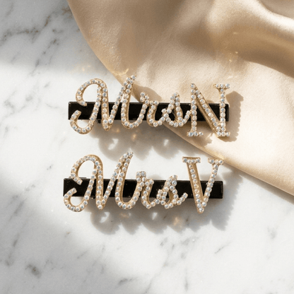 Custom “Mrs” Crystal Letter Hair Clip