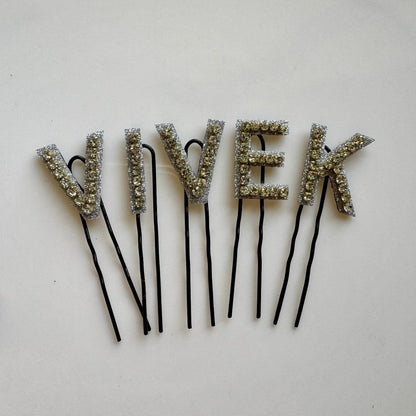 Custom Name Golden Crystal Luxe Letter Clips
