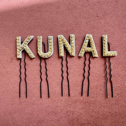 Custom Name Golden Crystal Luxe Letter Clips