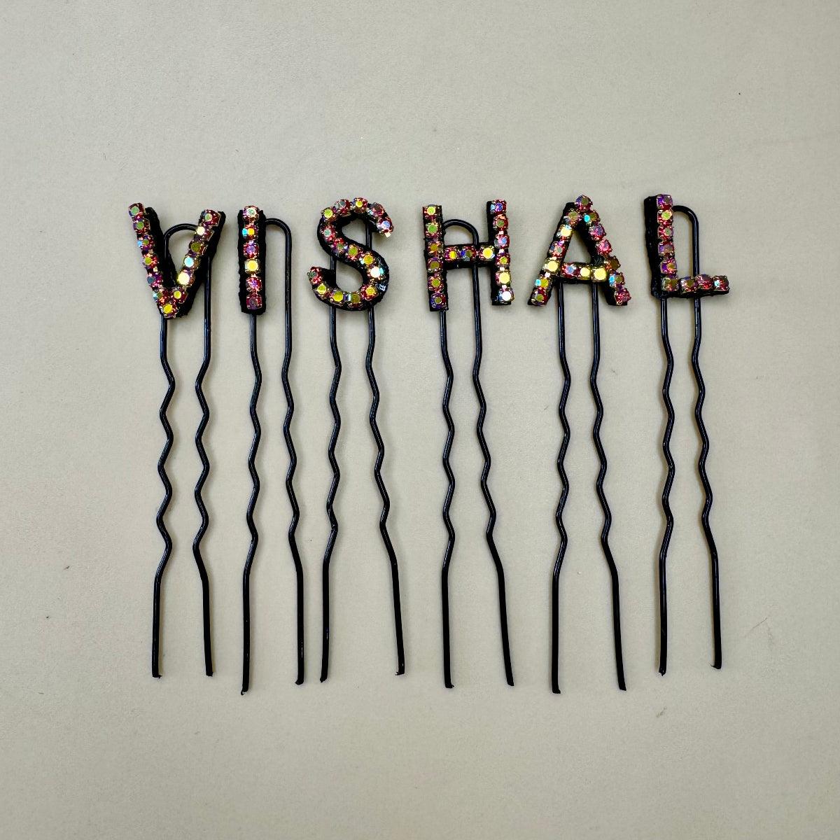 Custom Name Holographic Red Crystal Letter Clips (Small)
