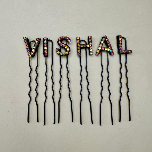 Custom Name Holographic Red Crystal Letter Clips (Small)