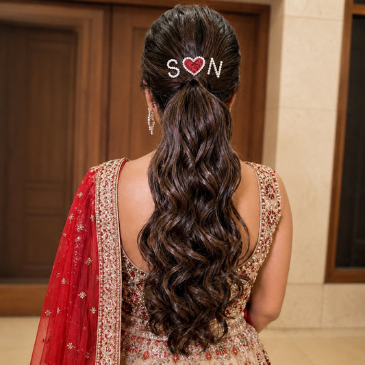 Custom Name Initials with Heart Hair Pin Set