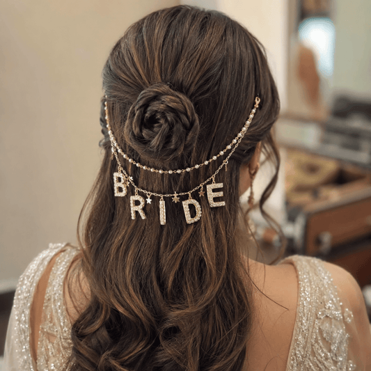 Custom Name Luxe Letter Starlit Hair Chain BRIDE