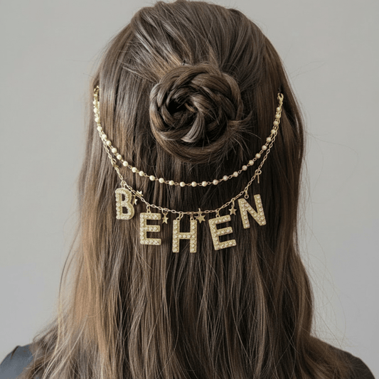 Custom Name Luxe Letter Starlit Hair Chain BRIDE