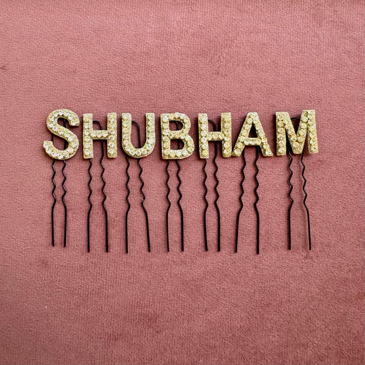 Custom Name Silver Crystal Golden Luxe Letter Pins
