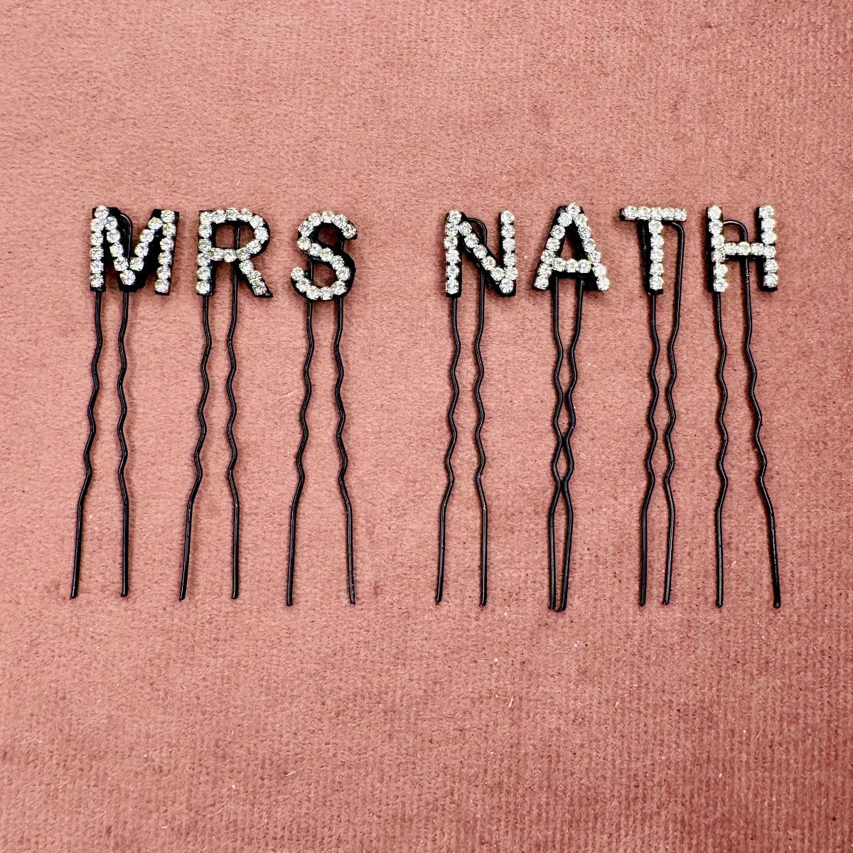 Custom Name Silver Crystal Letter Clips (Small)