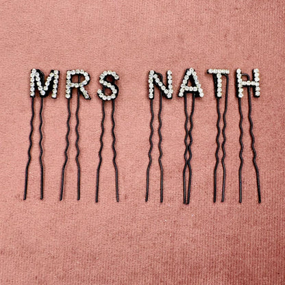 Custom Name Silver Crystal Letter Clips (Small)