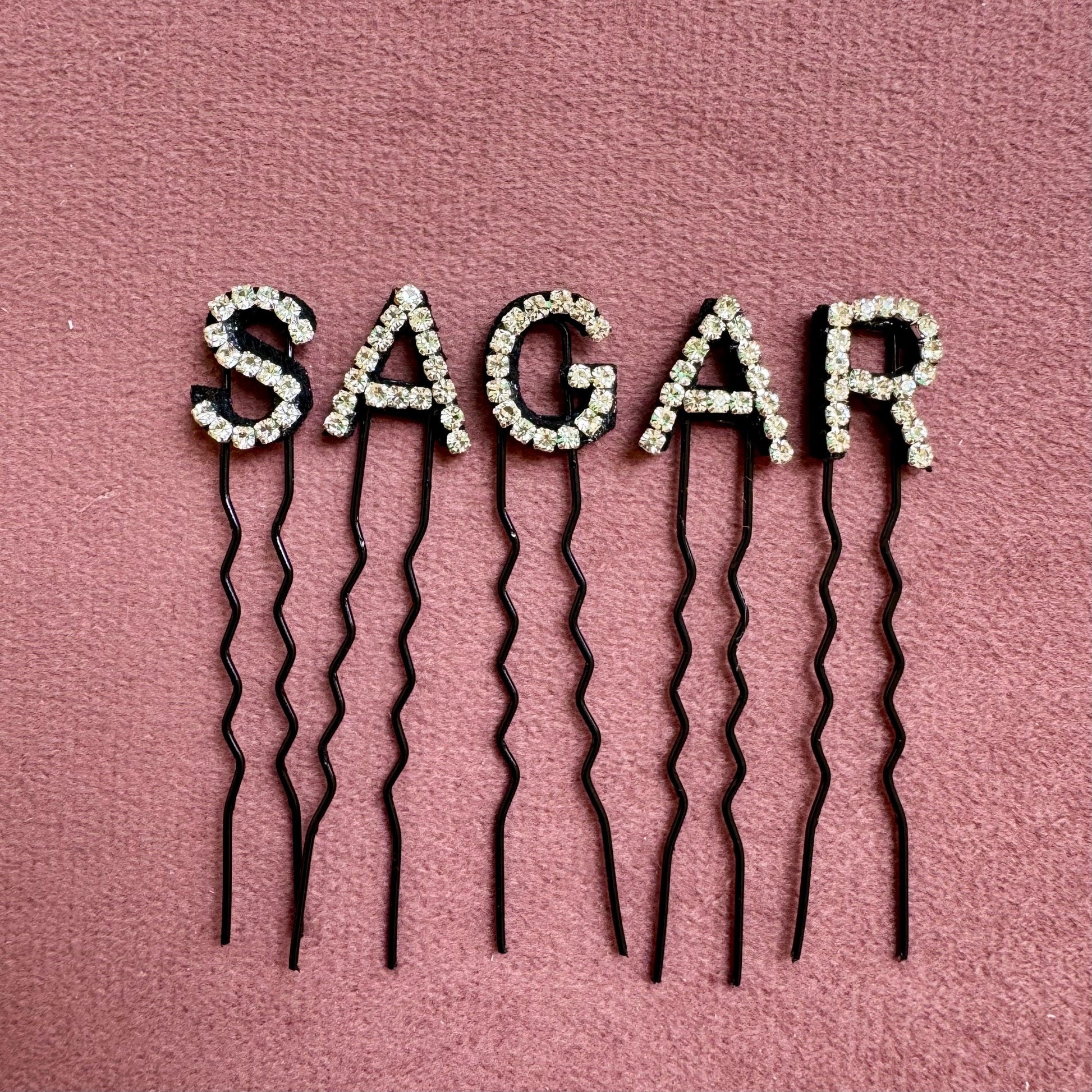 Custom Name Silver Crystal Letter Clips Small