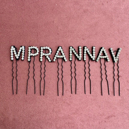 Custom Name Silver Crystal Letter Pins (Small)