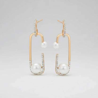 Gold-Plated Pearl Beaded Brass Drop Earrings - Nisha Gera