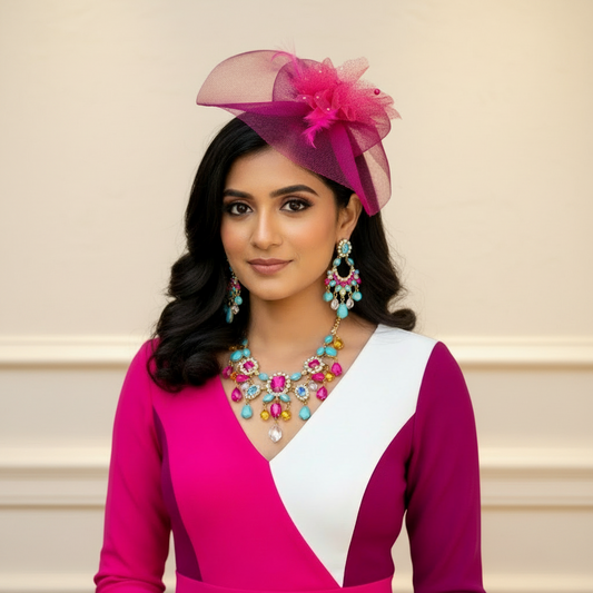 Magenta Mystique Veil fascinator