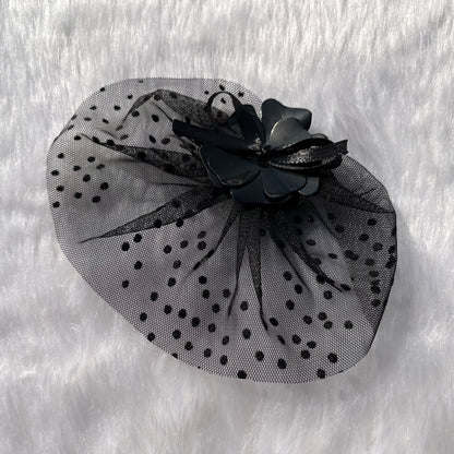 Black Short Veil Fascinator Hair Clip
