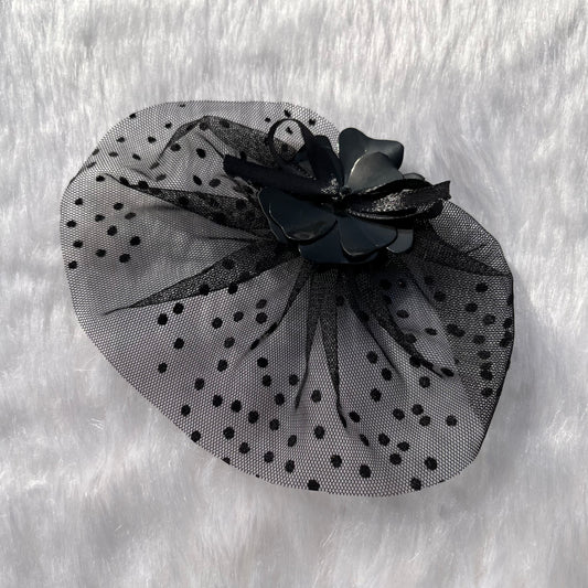 Black Short Veil Fascinator Hair Clip