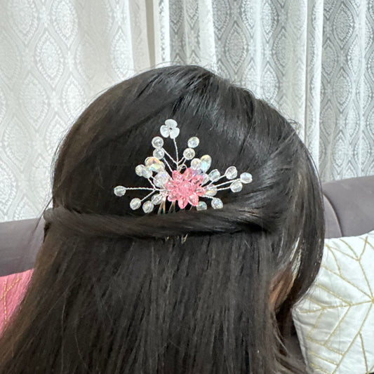 Twinkle Bloom Hairpin | Pink Crystal Floral Hair Accessory&nbsp;