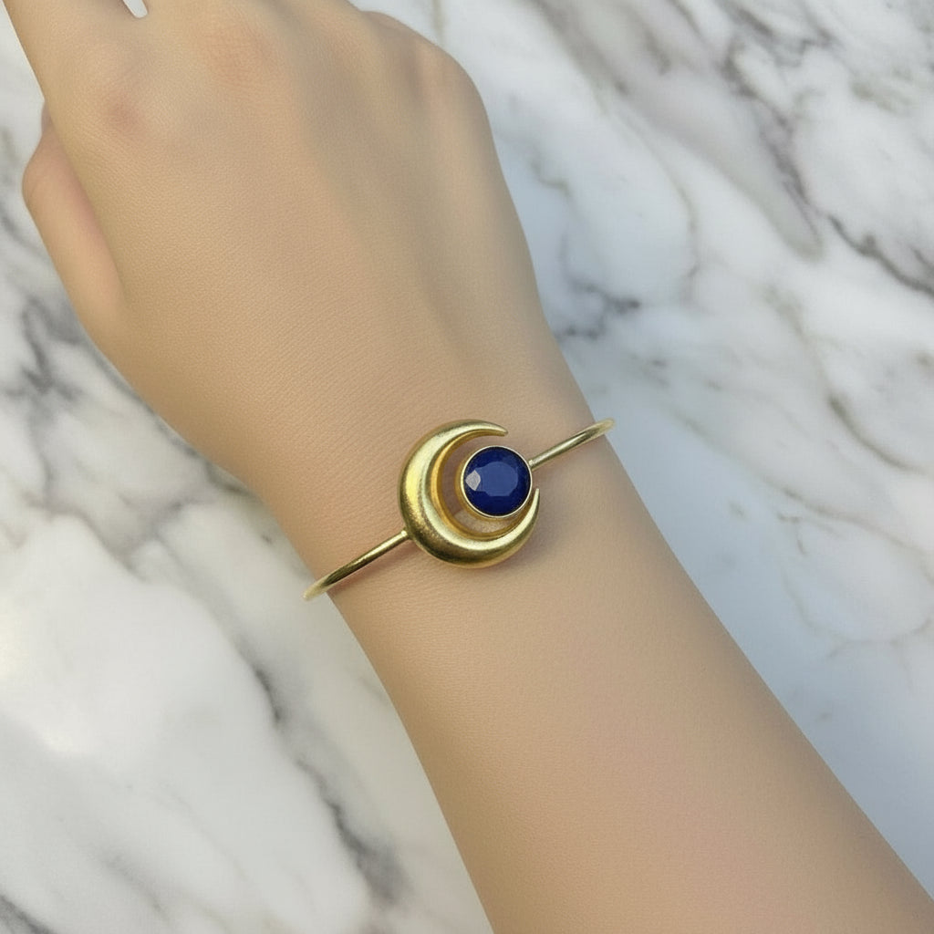 Blue Crescent Adjustable Golden Bracelet
