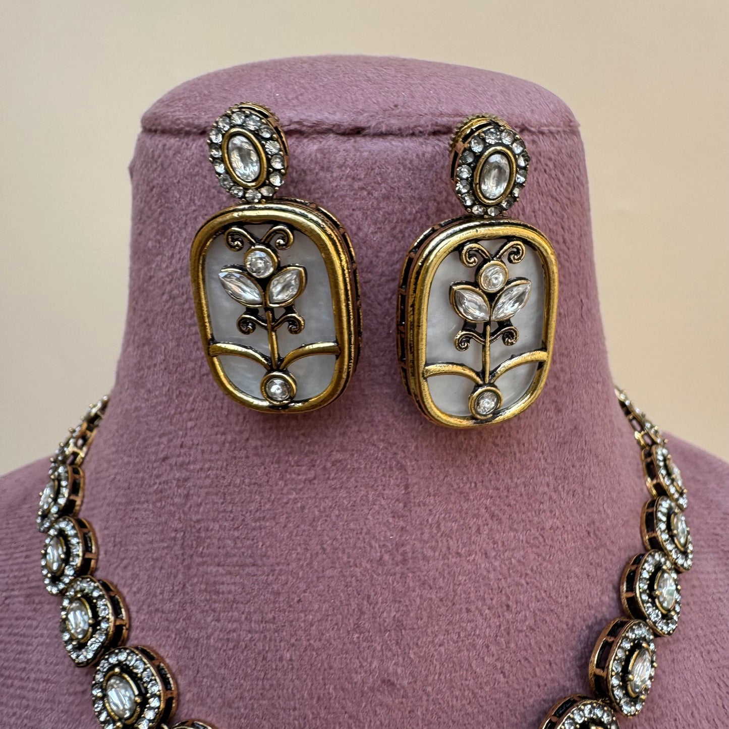 Antique Moissanite Earring with Floral Detailing