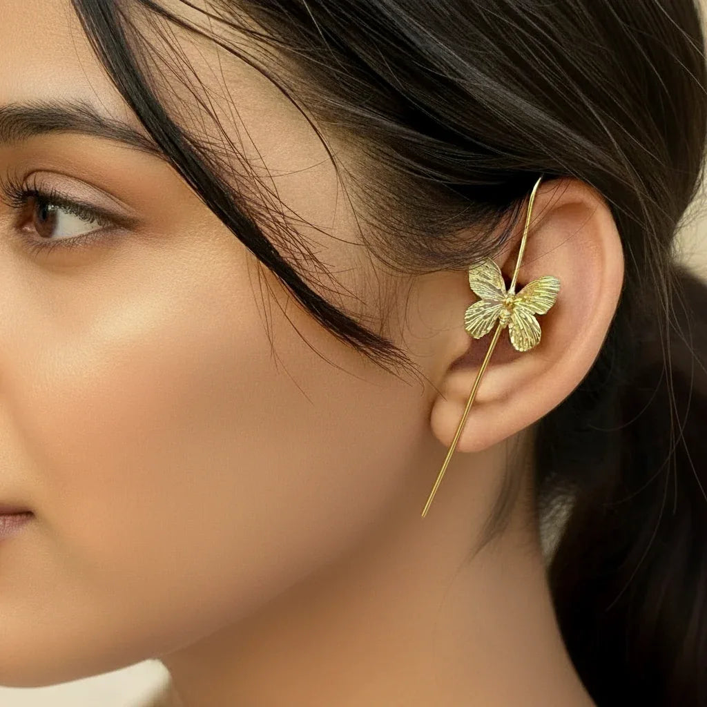 Golden Flutter Butterfly Ear Cuff