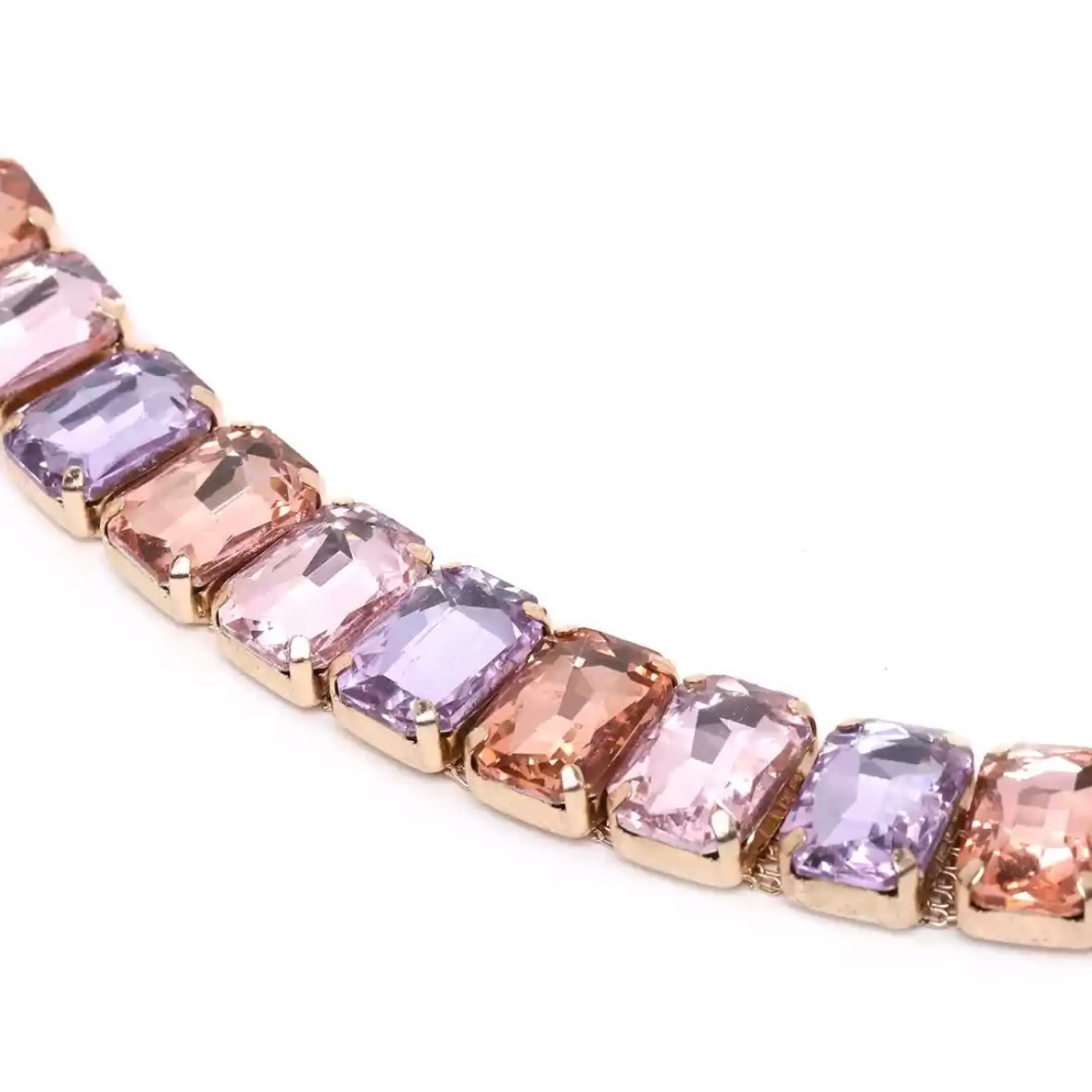 Multicolor Crystal Choker Necklace – Pastel Stone Statement Jewelry