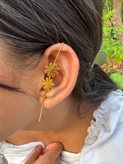 Sunbeam Bloom Ear Cuff | Gold Floral Ear Accessory for Women